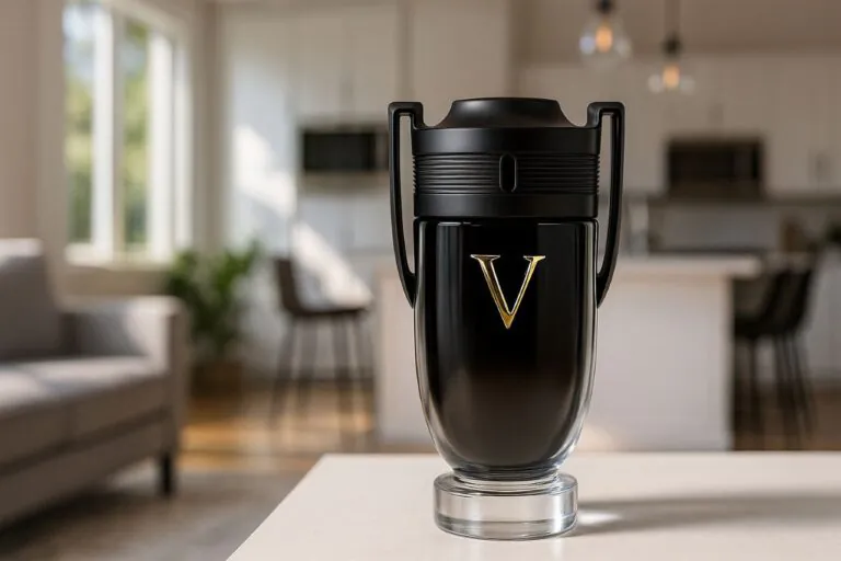 Paco Rabanne Invictus Victory em uma superfície branca. Imagem de alta qualidade para anuncios